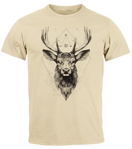 T-shirt homme cerf Neverless motif animal abstrait polygone tendance en coton