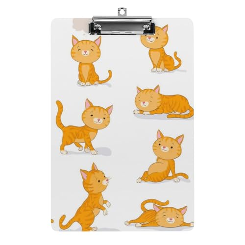 Porte document avec clip empêchant la perte de feuilles avec planchettes chat jaune A4