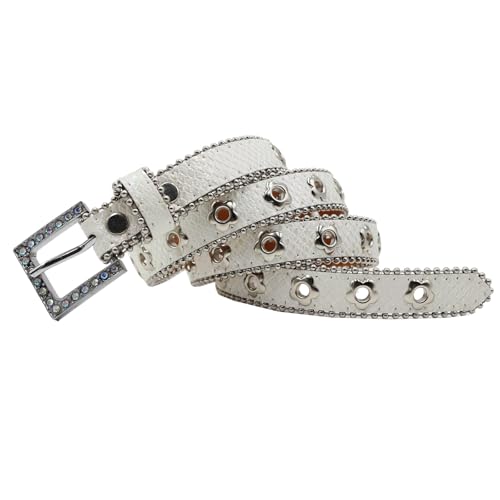 Rhinestones Western for Men and Women Flower Eyelet Belt Waist Accessory for Jeans Dresses and Pants4