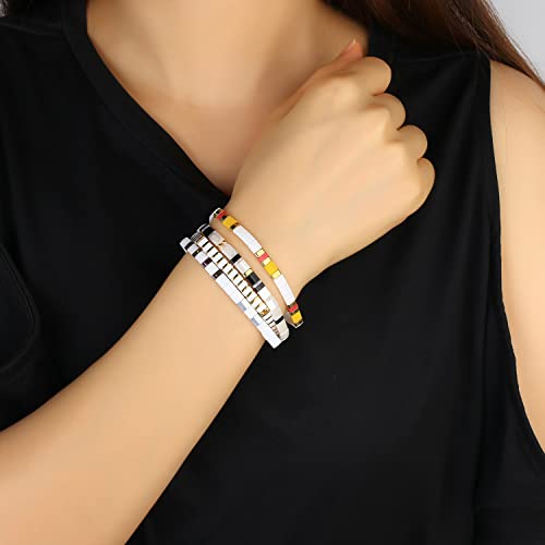 Kanyee Tila Multi Color Stretch Bracelets Tile Enameled Adjustable Size Cuff Bangles Bracelets Friendship Jewelry Christmas Gifts For Women #TOP3