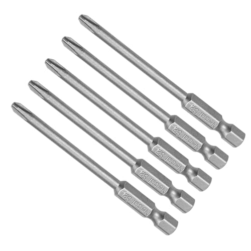 CoCud Kreuzschlitz Kreuz Schraubendreher Bits PH2 75mm Lang 1/4 Sechskant Schaft S2 Magnetisch Kreuzschlitz Bohrspitze - (Verwendung: für Leistung Schlagschrauber) 5Stk