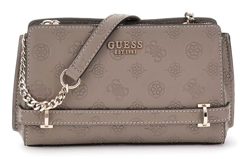 Image of GUESS Zarela Mini Top Zip Crossbody XS Dark Taupe Logo, Dark Taupe Logo, One Size