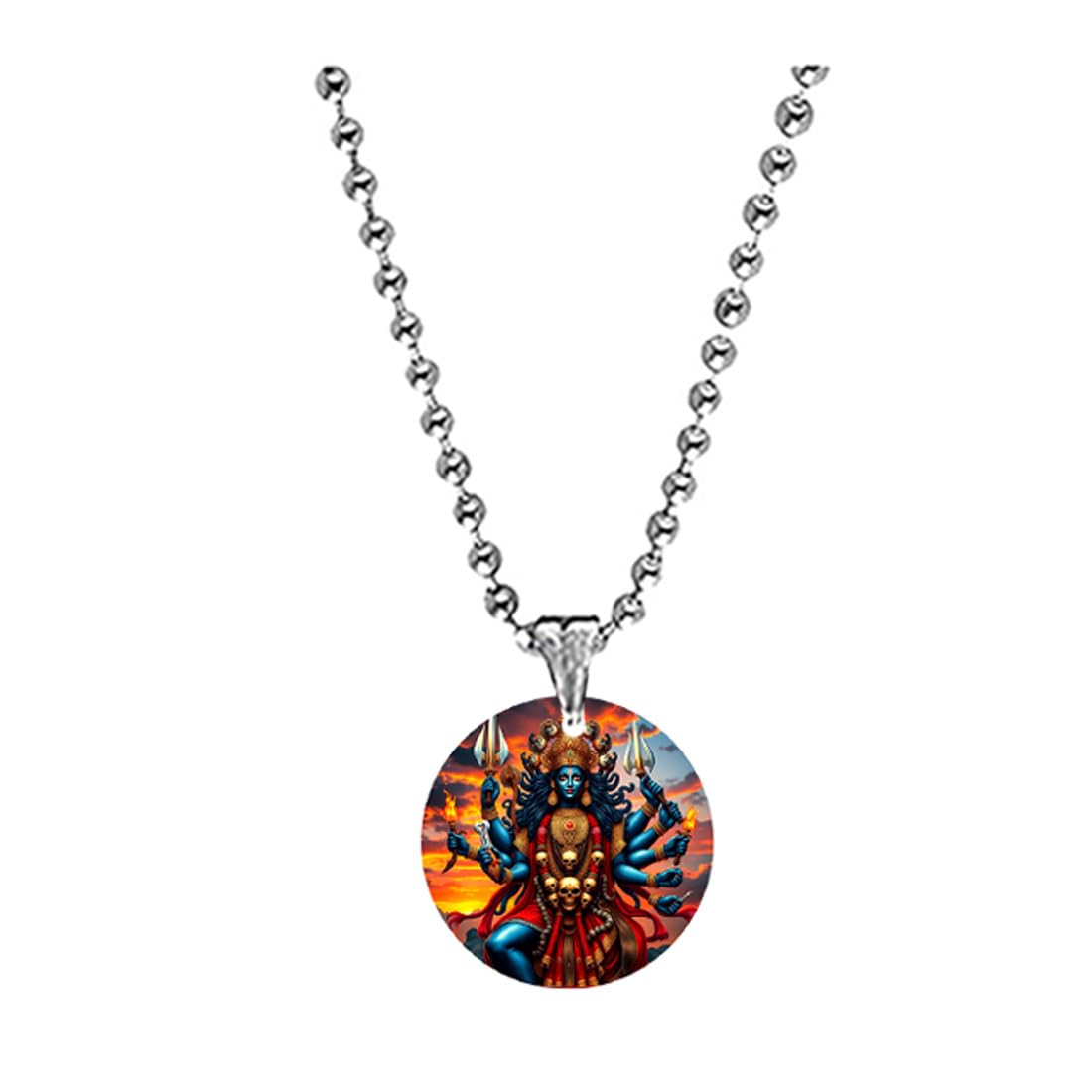 Maa Kali Mahakali Blessing Acrylic Yellow Pendant with Bead Chain for Men Women, Religious Mahakali Photo Pendant, Spiritual Jewelry Gift for Prayer, Temple & Festivals-image-12