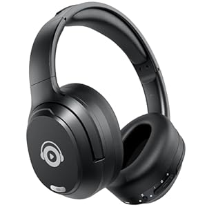 Hybrid Active Noise Cancelling Headphones, Bluetooth Headphones Wireless Over Ear with Transparency Mode, Deep Bass, Comfort Fit Ear Cups, 40 Hrs Playtime for Travel Home Office (Black)