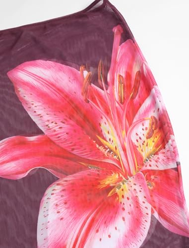 Image of ZAFUL Women 3 Piece Bikini with Cover Up Skirt Halter Bandeau Swimsuit Floral Tie Side Cheeky Bathing Suit
