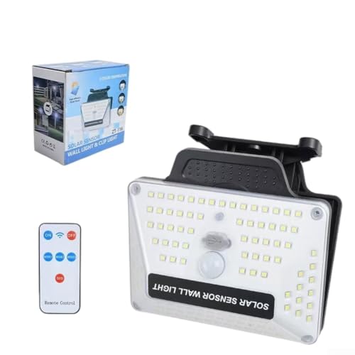 Luces solares de movimiento de 1500 lm con clip, lámpara de pared para exteriores de gran angular de 300°, luz de seguridad impermeable IP65 para valla, jardín, patio y terraza (02)