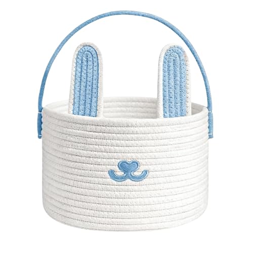 Cestas de Pascua | Con orejas de conejo | Cuerda de algodón para huevos de Pascua | Para niñas y niñas, así como juguetes para caramelos, aperitivos, también de cumpleaños y