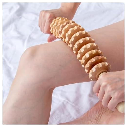 parallelower Masajeador Maderoterapia Corporal Masajeador Rodillo Madera Rodillo Masajeador Anticelulitico Rodillo Masaje Muscular con Asa para Masaje del Cuerpo Alivio Dolor Muscular y Relajación