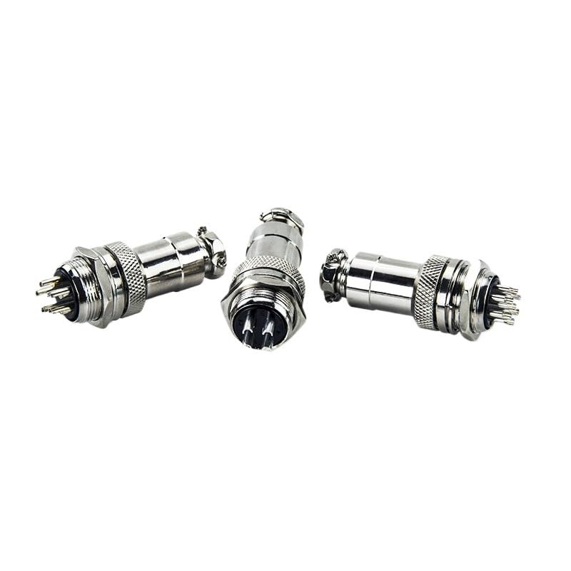 Set conector aviación GX20 6 pines metálico miniatura 4