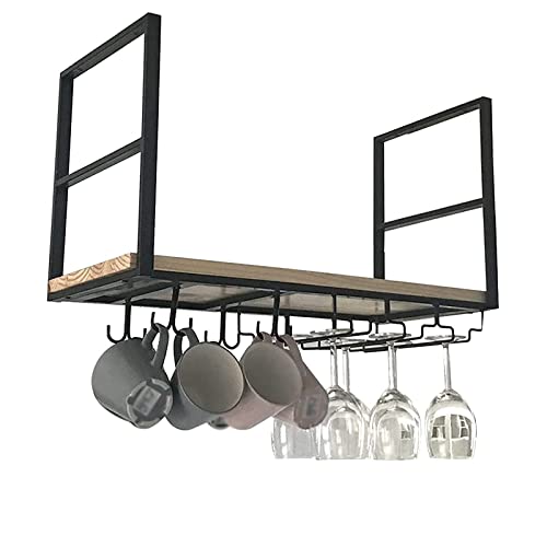 Support verres suspendu plafond en métal noir - Optimisation espace