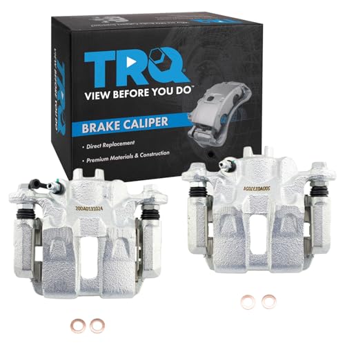 Image of TRQ Rear Driver and Passenger Side Brake Caliper Set Caliper Brackets Hardware Compatible with 05-10 Honda Odyssey