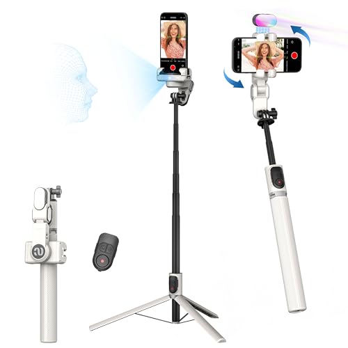 Trípode de teléfono celular Android iPhone con seguimiento facial automático de 360 grados