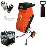 YARD FORCE ガーデン 枝シュレッダー Fit (枝竹粉砕可能モデル コロタイヤ付) ERU44-JP ＋耐切創手袋(欧州CE規格レベルE)・保護コーグル・押込み棒付 ガーデンシュレッダー ヤードフォース 【PROSTAR/Pack】