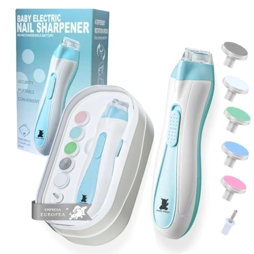 Hello Hippo - Lima de Uñas Eléctrica para Bebé Recién Nacido | Seguridad y Precisión con Luz LED | 4 Velocidades & 6 Cabezas | Kit de Higiene para Bebés Práctico