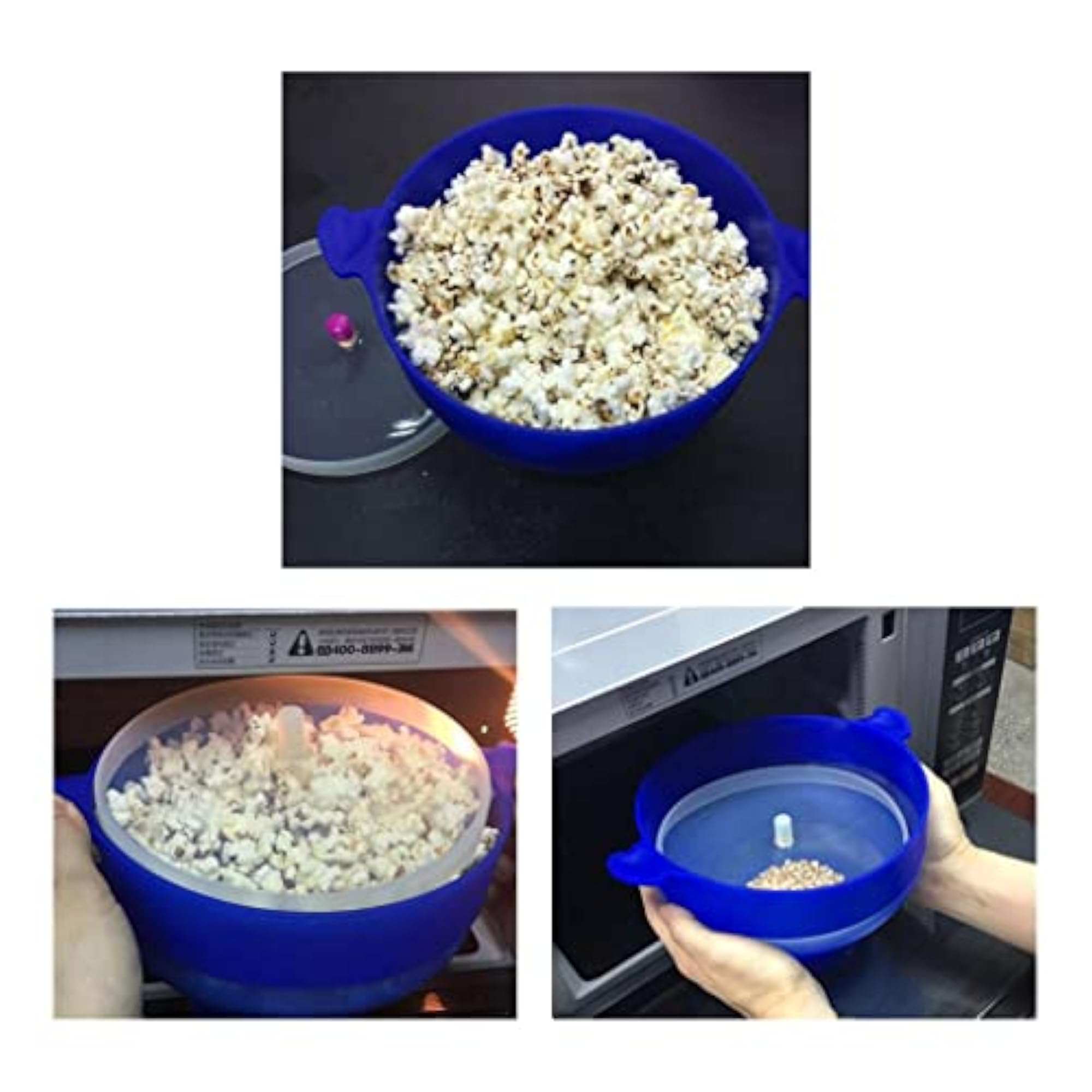Microwaveable Popcorn Maker Silicone Bowl Blue