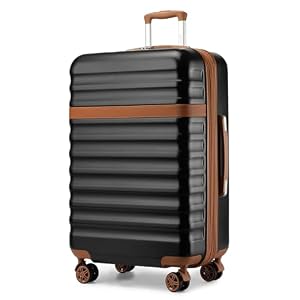 Kono Carry On Koffer ABS+PC Hardshell Lichtgewicht Reizen Cabine Bagage met TSA Slot Spinner Wielen, Zwart/Bruin, Large-28 inch, Carry On Koffer ABS+PC Hardshell Lichtgewicht Reizen Cabine Bagage