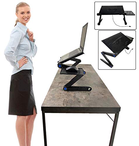 Soporte de laptop ajustable con ventilador USB y mouse pad miniatura 3