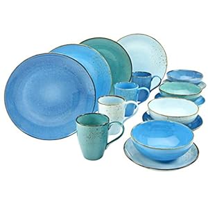 Creatable, 20157, Serie Nature Collection AQUA, serviesset 16-delig combiservies, steen, 34 x 31,5 x 33 cm, eenheden