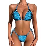 Butterfly Bikini Set for Women Two Piece Swimsuits V Neck Halter String Triangle Bathing Suits