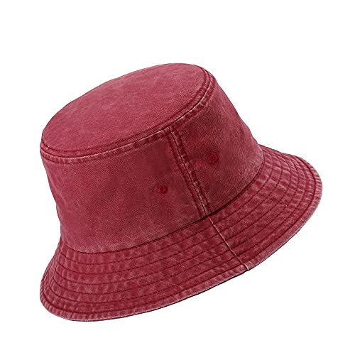 Bucket Hat, Summer Travel Beach Sun Hat, Bucket Hat For Women Men Cotton Unisex Packable Fisherman Hat Outdoor Cap Red #TOP4