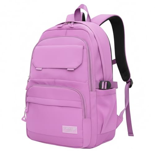 Mochila Bolsa Impermeável Jovem Escolar Elegante Academia Faculdade Viagem Trabalho Treino Unissex Leve Casual Fashion Linda Estojo Fofa Feminina Masculina (Lilas)