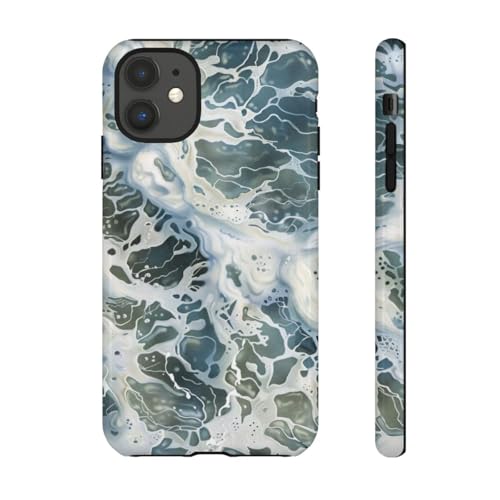 Coque rigide iPhone 11 bleu au motif de surface d'eau mousseuse brillante