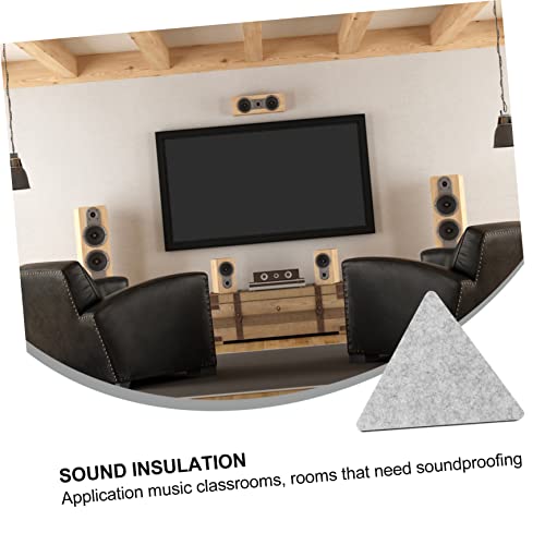 Vaguelly 12 piezas Paneles acústicos triangulares adhesivos grises para absorción de sonido y decoración de pared para dormitorio y estudio miniatura 3
