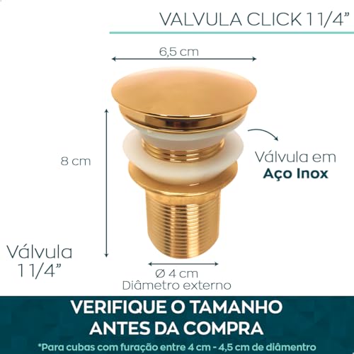 Valvula Click Dourada 1 1/4 Ralo Pia Banheiro Escoamento Cuba 40mm Lavabo Luxo Pia Lavatório Tampa C