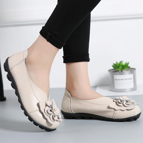 Image of MOYOWEI Women's Leather Slip On Loafers Colorful Flat Shoes
