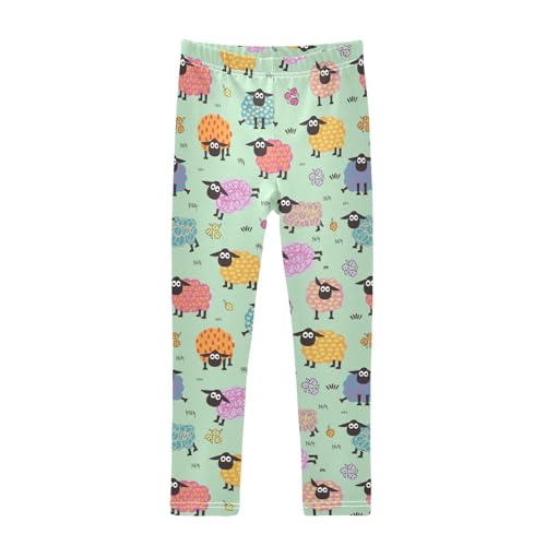ZZKKO Girls Leggings Cute Colorful Sheep Toddler Girls Clothes Leggings for Girls Toddler Girls Leggings 3-4T