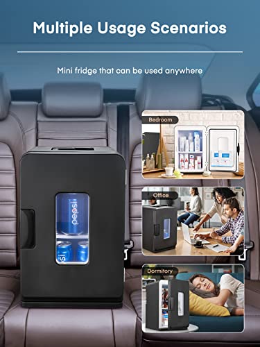 FOHERE Kleine mini-koelkast, 15 l/21 blikjes, draagbare koelkast AC + DC 12 V, stille modus, koelende en verwarmende functie, cosmeticakoeler, zwart - Image 6