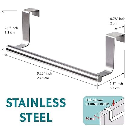 Image of Cabinet Door Kitchen Towel Bar Towel BAR /Kitchen Hook Drawer Storage Adjustable Over Cabinet Stainless Steel Towel Bar /Towel Holder /Over Cabinet Towel bar