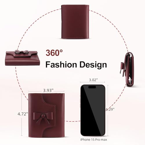 Small Wallet for Women Cute Bifold RFID Blocking Credit Card Holder Ladies Leather Wallets with Zipper Coin Pocket3
