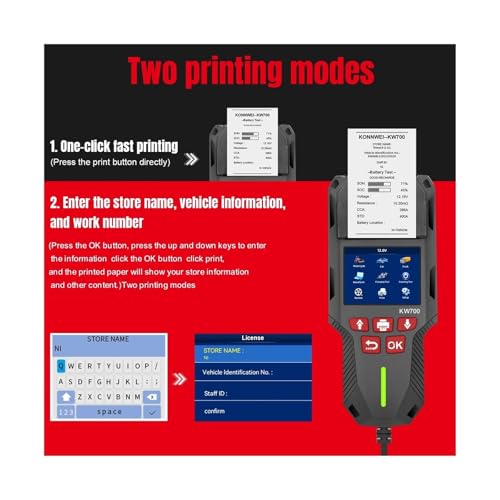 Probador de batería KW700 con prueba de arranque y carga 2000 CCA 3