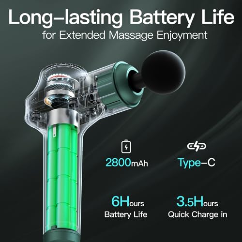 UMAY Massage Gun Deep Tissue, Upgrade Percussion Muscle Massager Gun for Pain Relief, Handheld Whole Body Deep Tissue Massager with 10 Attachments & Adjustable Speeds - Image 5