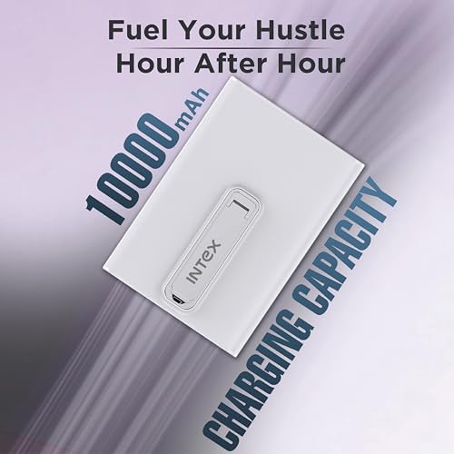 Image of Intex Strong Nova QCPD 10K Poly 10000mAh Wireless Power Bank with 22.5W Fast Charging, 15W Wireless Charging, Type-C Input Output, Built-in Stand, LED Indicators (White)