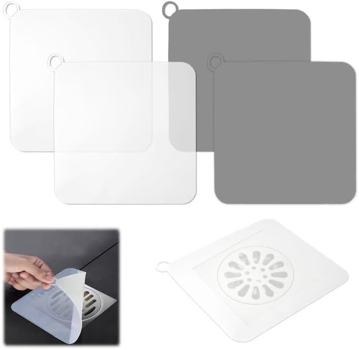 Bouchon Anti Odeur Machine à Laver 2 Bouchons Douche Anti-Odeur Silicone - Carré 20x20cm - Pour Évier, Douche, Baignoire Couvercle éviers Silicone