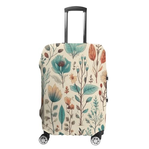 Flowers And Leaves Elastic Luggage Cover Suitcase Protector for 19-32 Inch Suitcases | Universal Stretchable Travel Bag Cover | Anti-Scratch, Washable with Zipper Closure XL