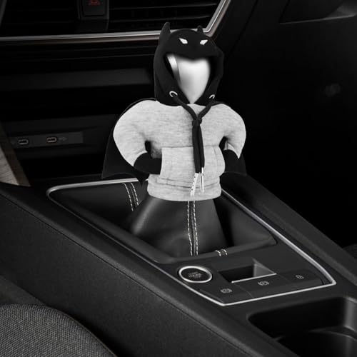 Rienan Schaltknauf Hoodie,1 Stück Lustige Car Shifter Hoodie,Auto Schaltknauf Abdeckung Auto Deko Innenraum,Pullover für Schaltknüppel,Schalthebel Hoodie(Schwarz, Grau)
