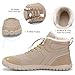 FLARUT Mens Womens Barefoot Snow Boots Winter Warm Shoes Fur Lined Wide Toe Box Zero Drop Ankle Sneakers(Khaki,38)