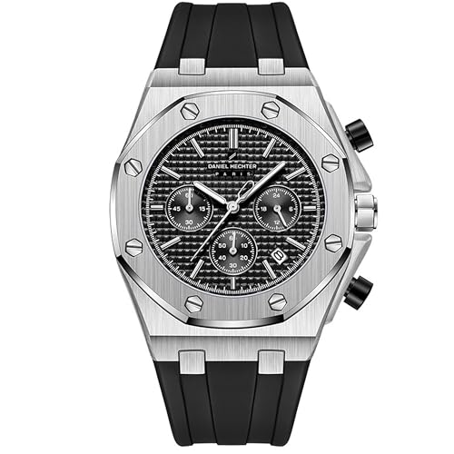 Image of Daniel Hechter Paris Tuileries Collection Multifunctional Watch for Men with Textured Octagone Dial and Silicon Strap-DHM1005