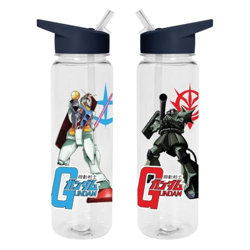 Gundam Water Bottle (Warring Factions Design) 700ml Plastic Water Bottle, Girls Water Bottle, Boys Water Bottle, Kids Water Bottle - Official Merchandise