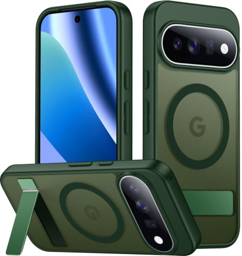 Image of SPIDERCASE Magnetic for Google Pixel 11 Pro XL Case,Built-in Stand,Green | [3 Stand Ways] Invisible Kickstand|Translucent Matte|Drop Protection| Shockproof Slim Case