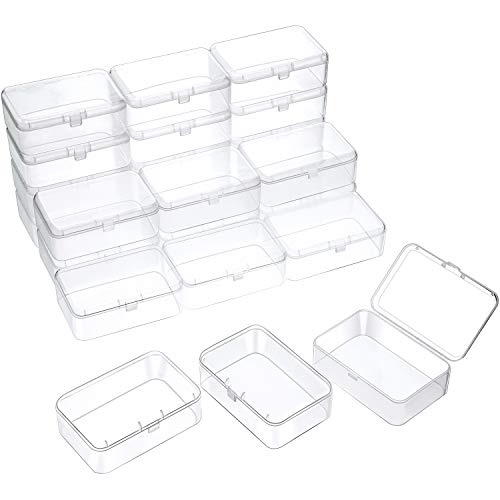 Image of SATINIOR 24 Packs Small Clear Plastic Beads Storage Containers Box with Hinged Lid for Storage of Small Items, Crafts, Jewelry, Hardware (3.5 x 2.4 x1.2 in)