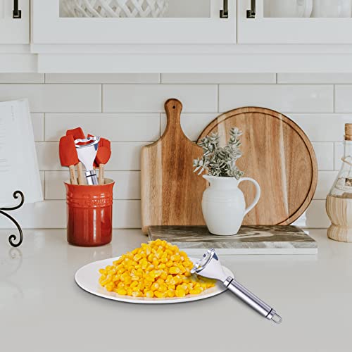 Toymis 2Pcs Corn Peelers For Corn On The Cob, Corn Planer, Premium Stainless Steel Corn Peeler Stripper Kernel Cutter Simple Kitchen Thresher Tools (Silver) Bonusis #TOP5
