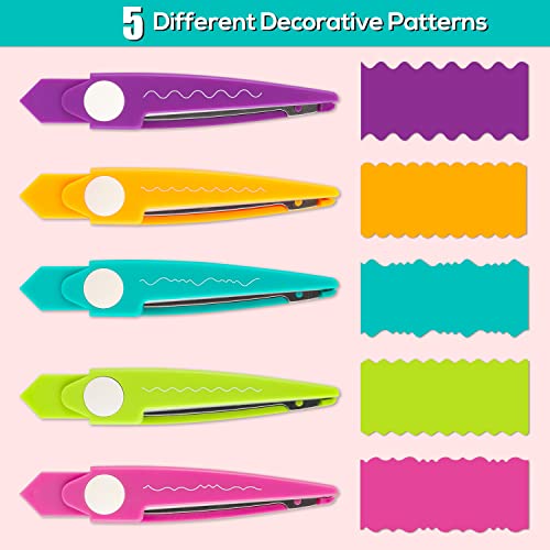 Baofali 6Pcs/Set Craft Scissors Decorative Paper Edge Scissors With Storage Box Set, 5 Kinds Zig Zag Edges Scissors Great For Diy Projects Paper Card,Photo, Scrapbook,Office School Home Manual #TOP2