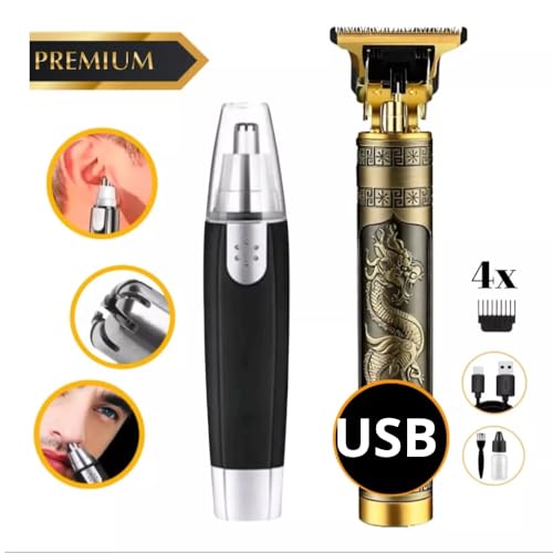 Kit de Cuidados Pessoais Masculino, Maquininha de Barbear e Cortar Cabelo Sem Fio Portátil, Aparador