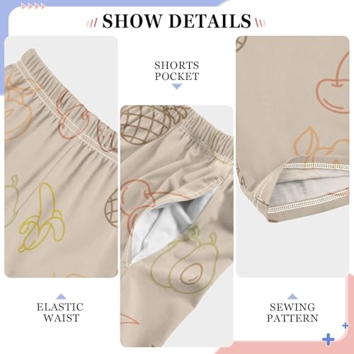 Hand Drawn Fruit Boys Pants Boys Athletic Pants Long Pant for Boywith Pockets Wide-Leg Size 6-14Y4