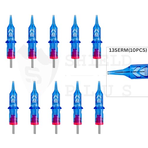 Image of 13SERM Tattoo Cartridge Needles (10pcs) - Shield Plus Professional Sterile Round Magnum Cartridges for Tattoo Shading & Coloring