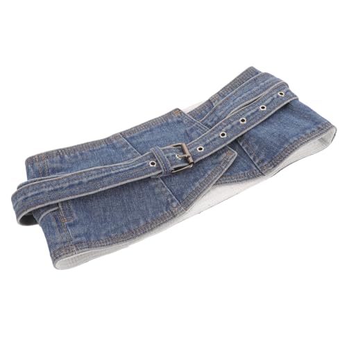Ceinture corset large en denim bleu ajustable pour taille femme